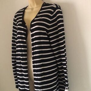 Woman’s fall striped black white Long  kimono cardigan duster